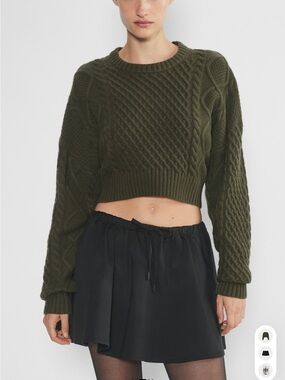 Peggy Cropped Sweater - Dark Olive